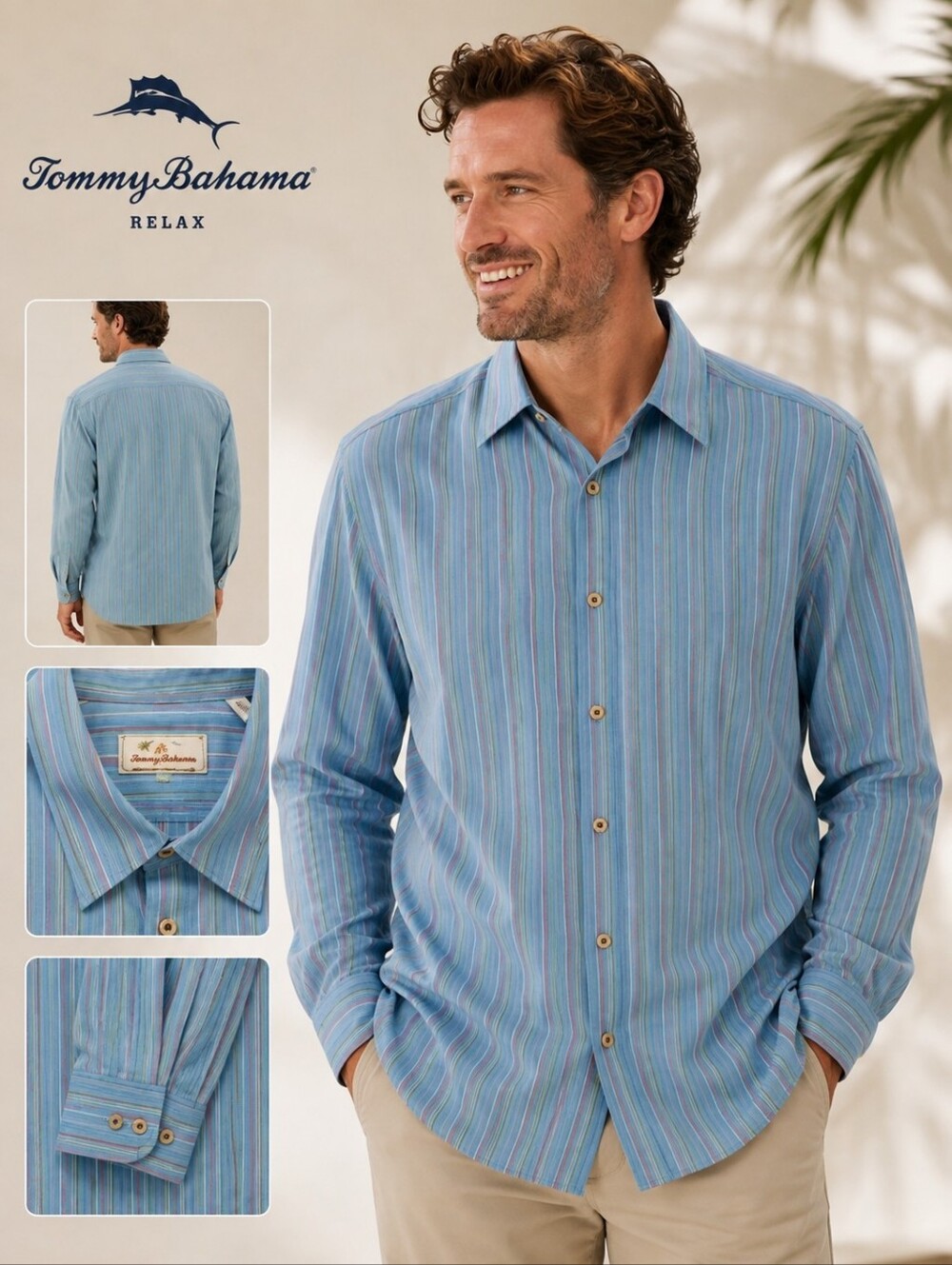 Tommy Bahama Mens Shirt Button Up Collared Striped Size XL